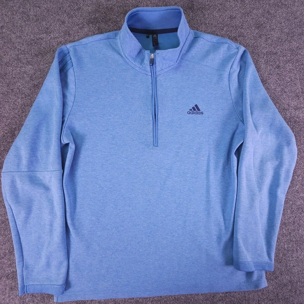 Adidas Mens Medium PrimeGreen Blue  1/4 Quarter Zip‎ Pullover Sweatshirt